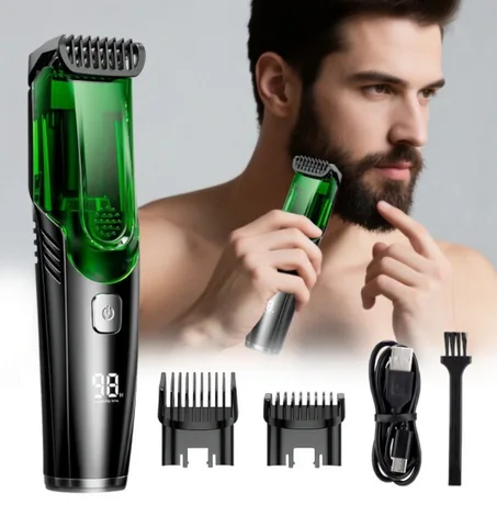 ماكينة الحلاقة الاحترافية بنظام الشفط الذكي والتعديل الدقيق – الحل النهائي لحلاقة نظيفة، سريعة، وبأعلى معايير الدقة.