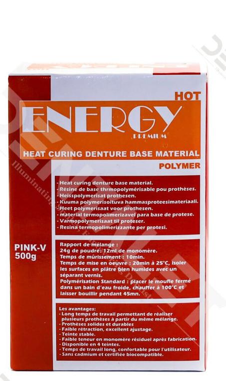 la resine energy hot curing denture