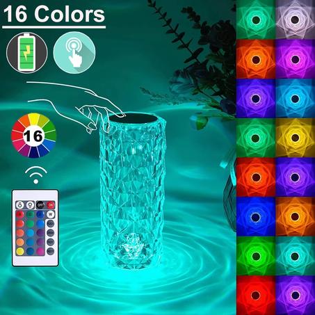 جديد ✨ مصباح كريستال LED بـ16 لون – شحن USB + تحكم باللمس والريموت 🎮
