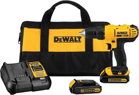 DEWALT - Kit de taladro/destornillador inalámbrico máximo de 20 V, 2 baterías y cargador incluido