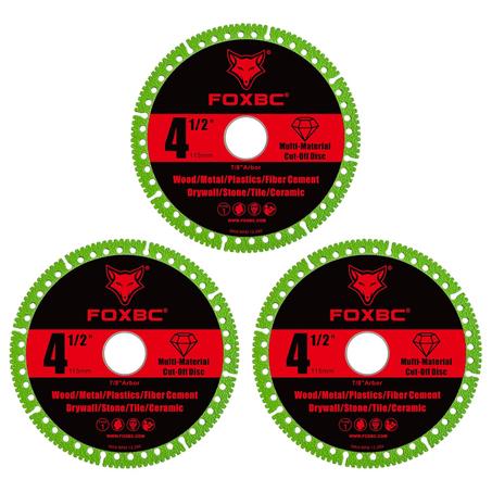 FOXBC Disco de corte multimaterial indestructible de 4-1/2 pulgadas para amoladoras angulares, eje de 7/8 pulgadas, paquete de
