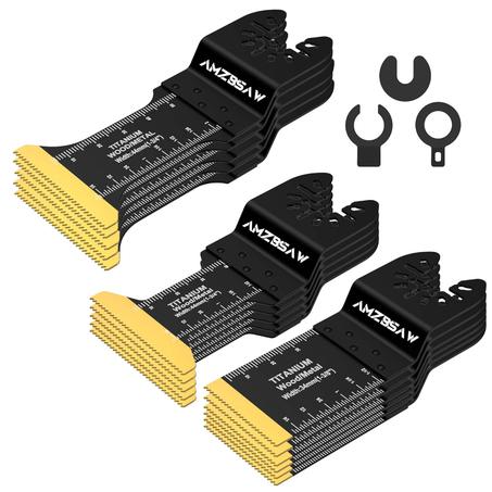 AMZBSAW 16 hojas de sierra oscilantes de titanio, corte de metal, cuchillas