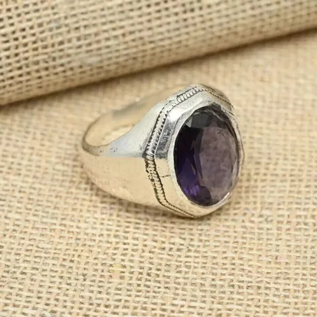 Amethyst Gemstone Men’s Ring 925 Sterling Silver Gift Ring