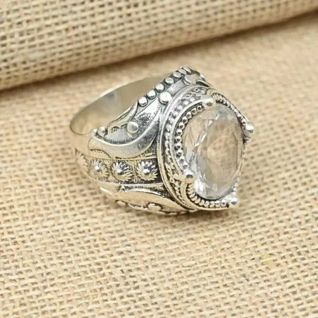 Crystal Gemstone Men’s Ring 925 Sterling Silver
