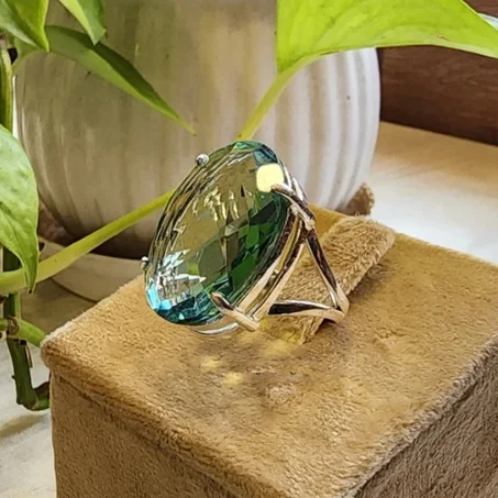 Aquamarine Women’s Ring Handmade in 925 Sterling Silver