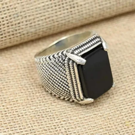 Bohemian Black Onyx Men’s Ring 925 Sterling Silver