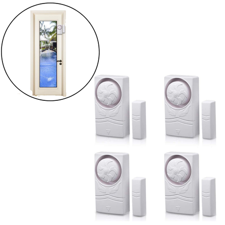 Pack de 4 Alarmes Sans Fil de Sécurité pour Portes, Fenêtres et Placards