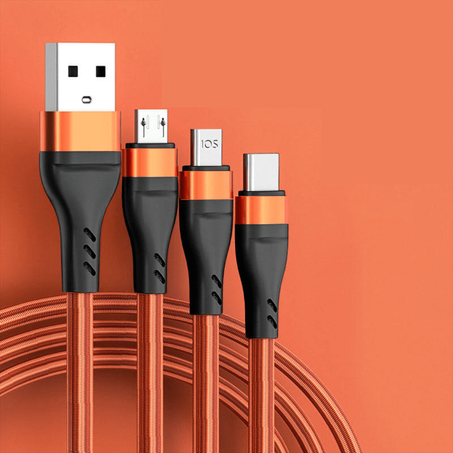 Câble de Suralimentation 3 en 1 Micro USB Type-c, Chargeur Rapide.