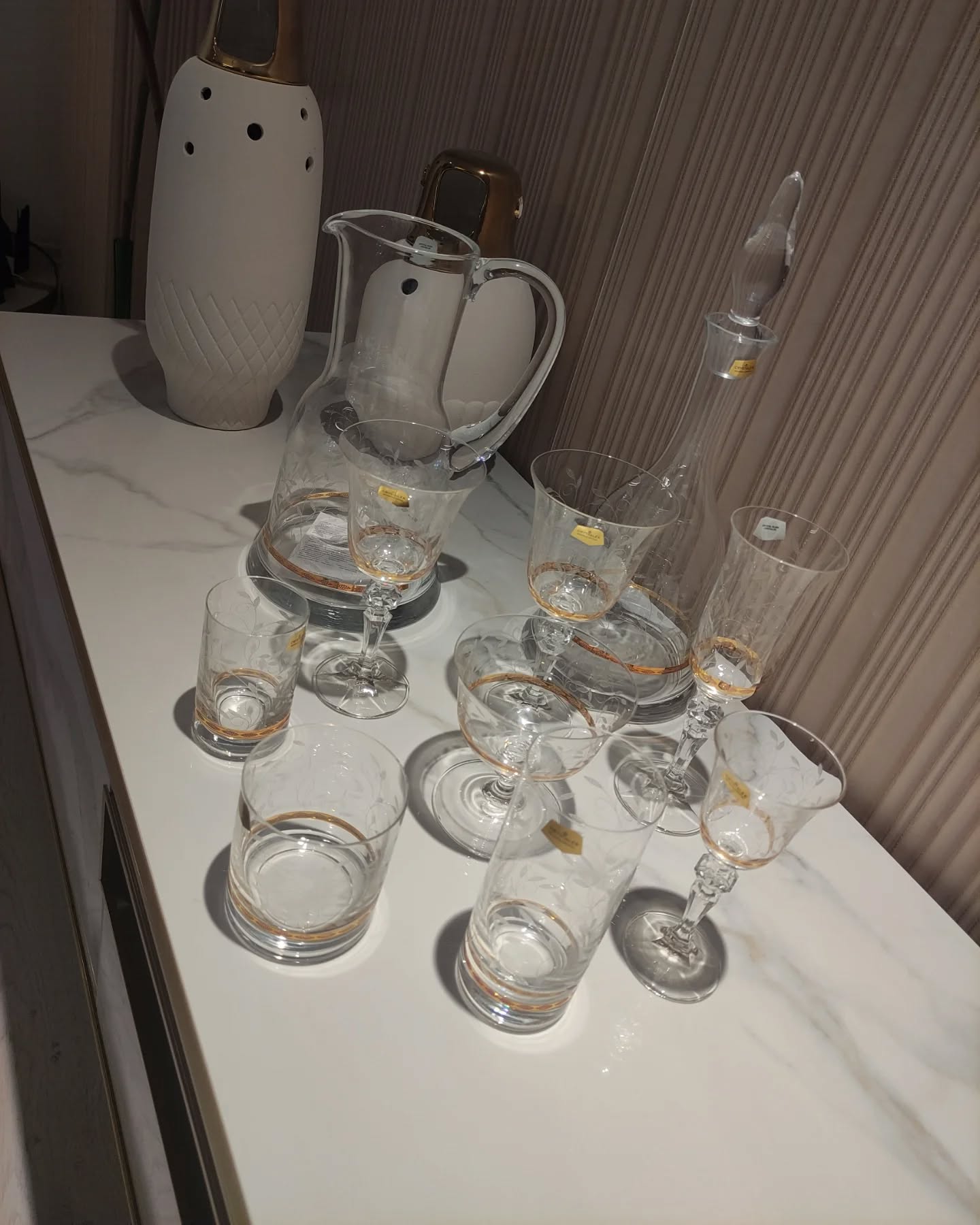 service cristal bohemia feuille dorè