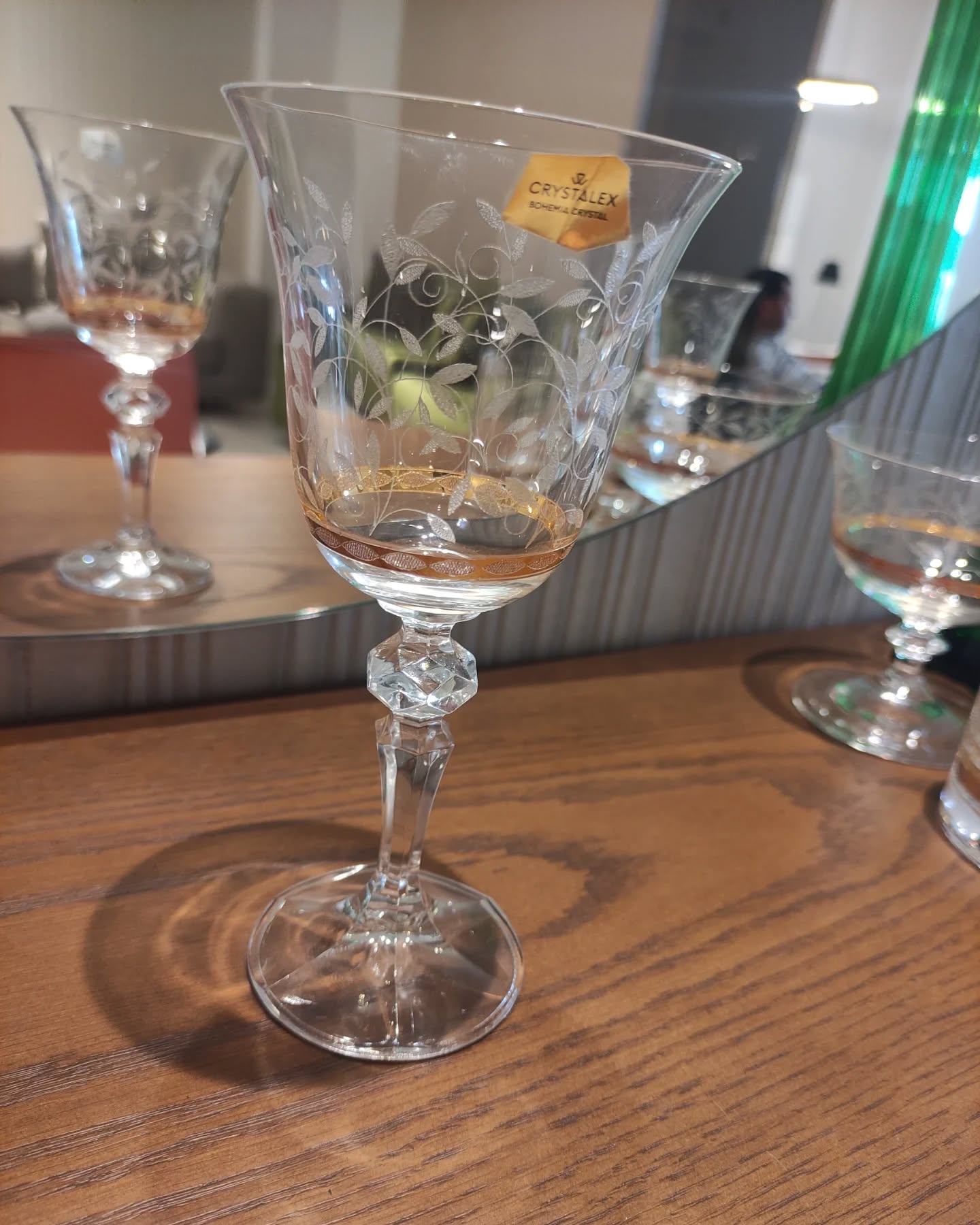 service cristal bohemia feuille dorè