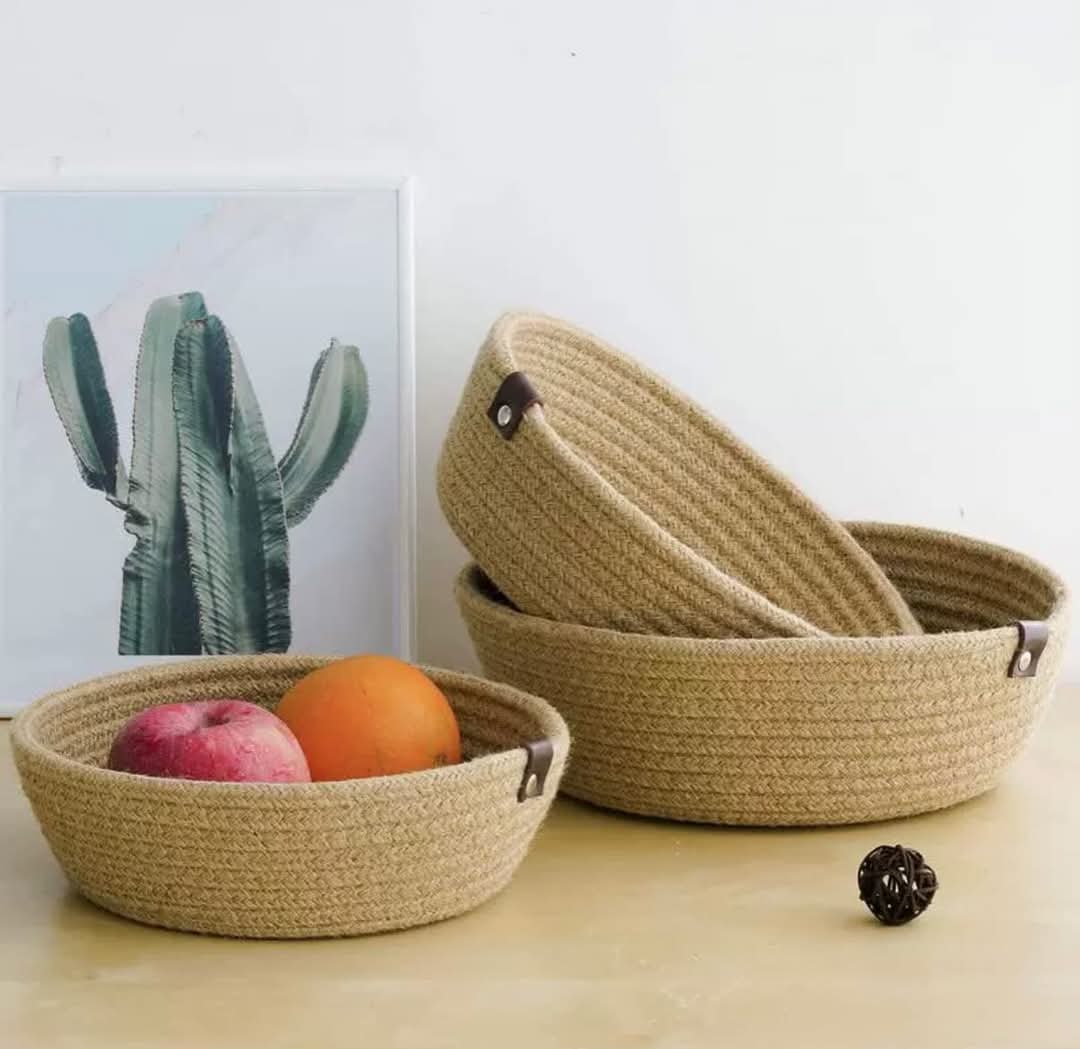 corbeille rond en jute