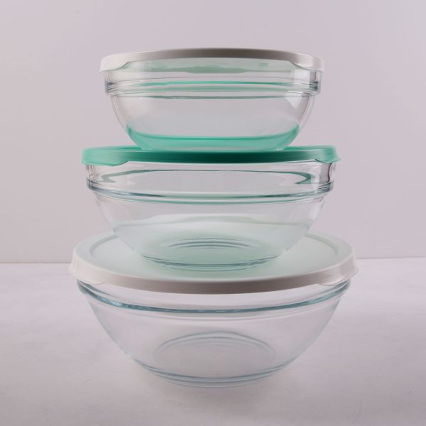 Lot de 3 saladiers avec couvercles