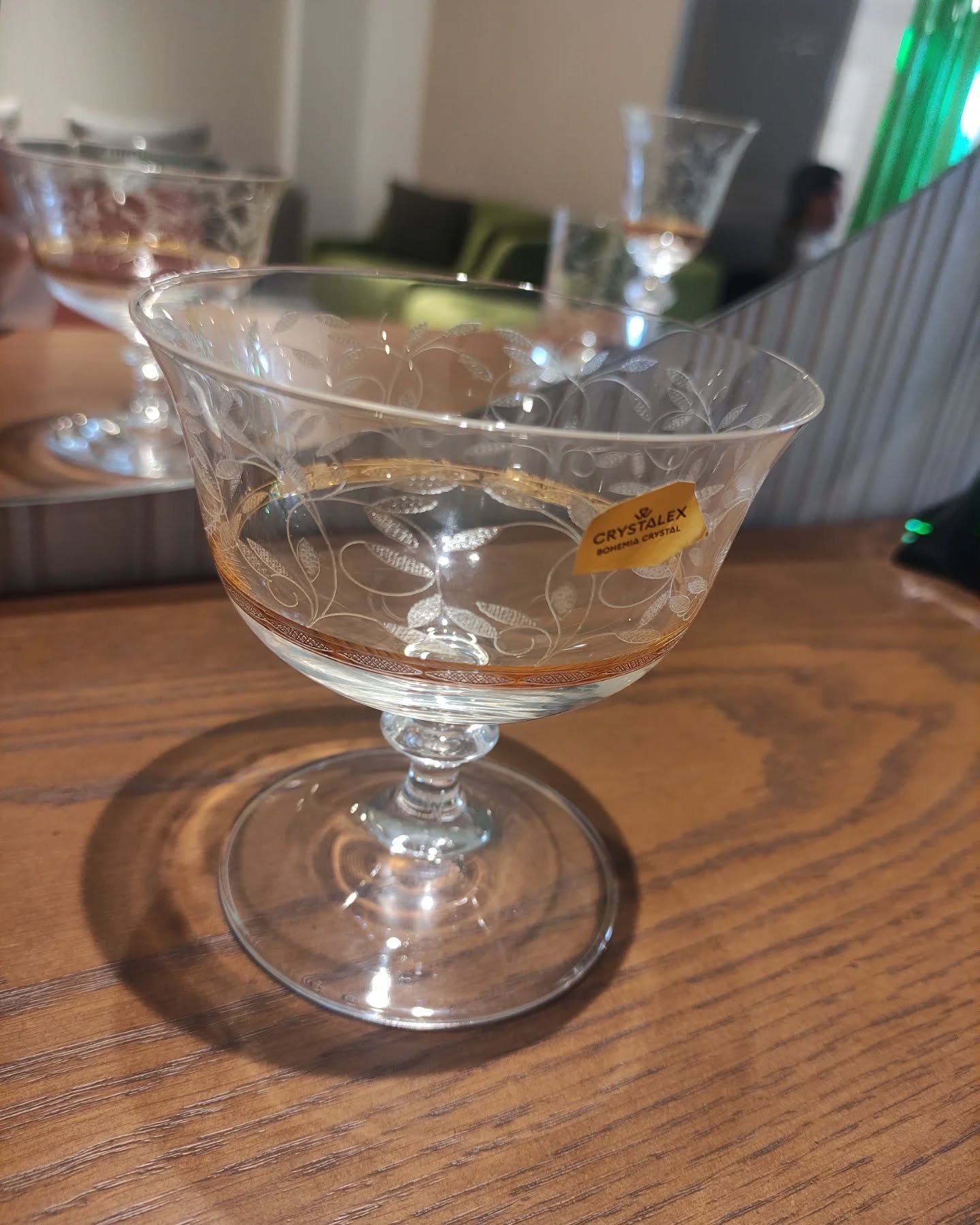 service cristal bohemia feuille dorè