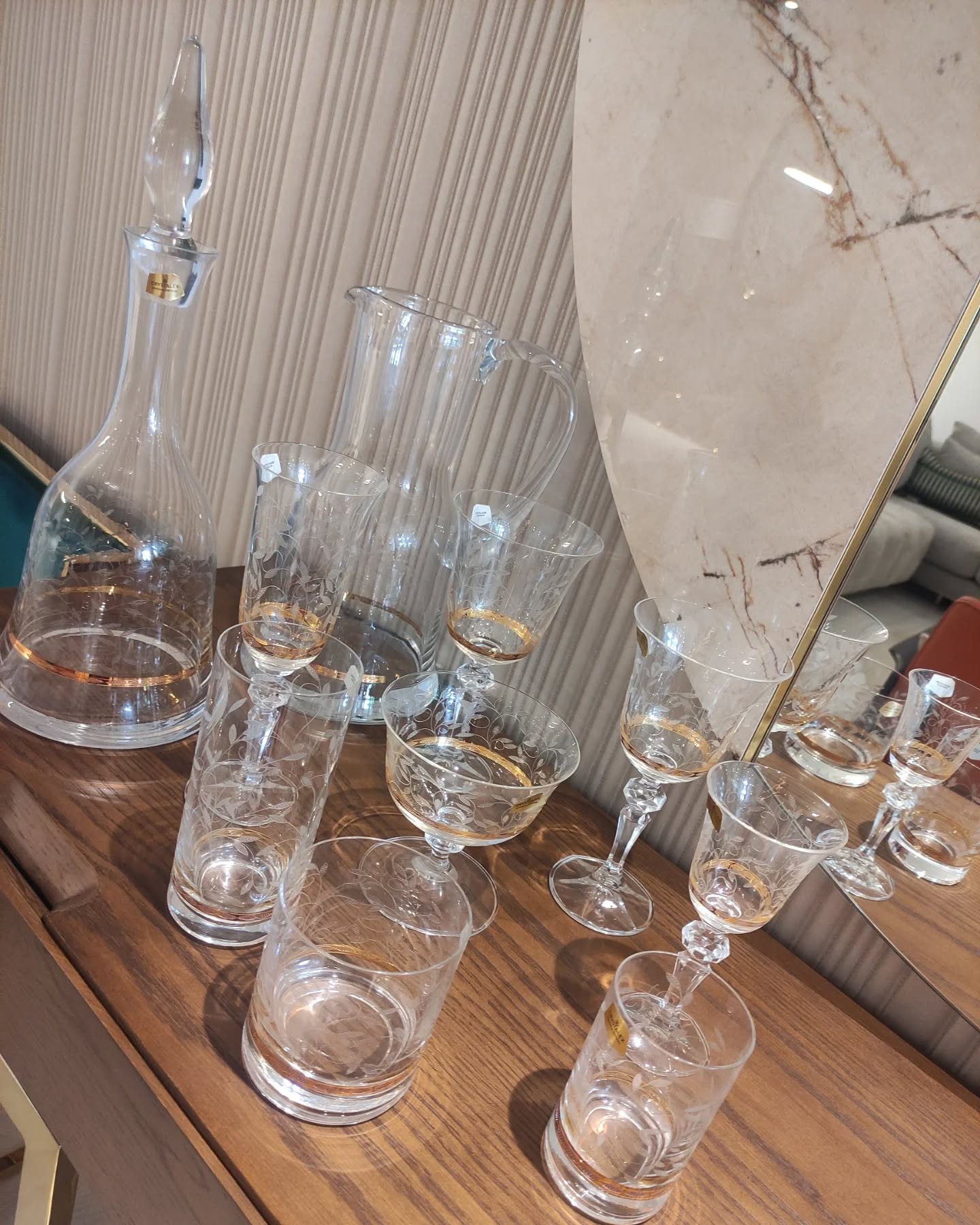 service cristal bohemia feuille dorè
