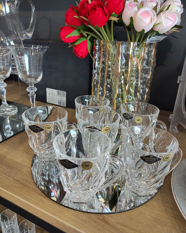 6 verres thé cristal flamingo