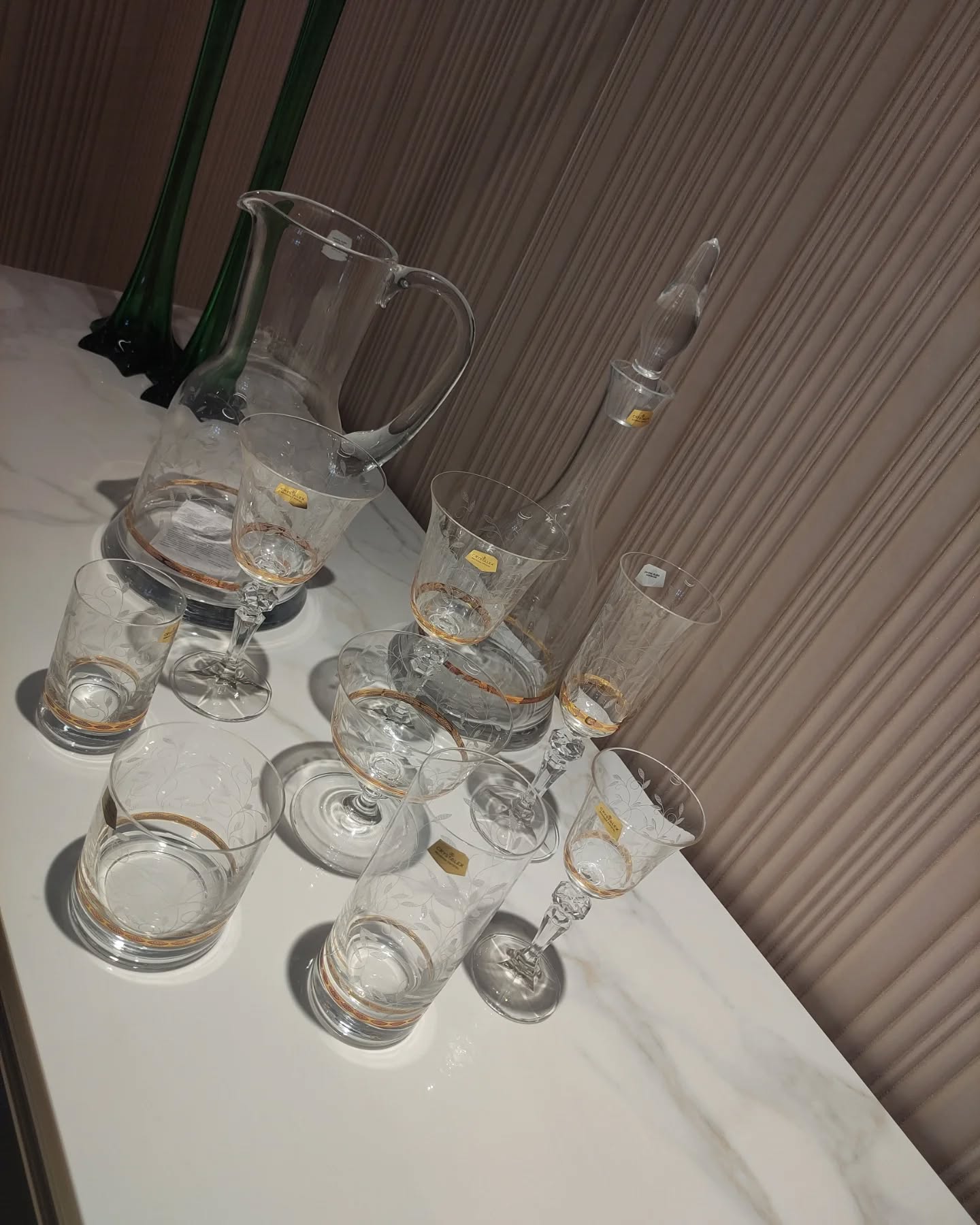 service cristal bohemia feuille dorè