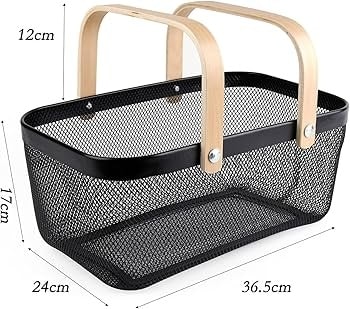 Corbeille metal manche bois