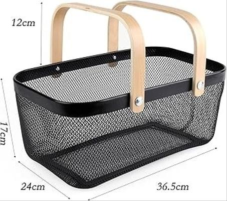 Corbeille metal manche bois