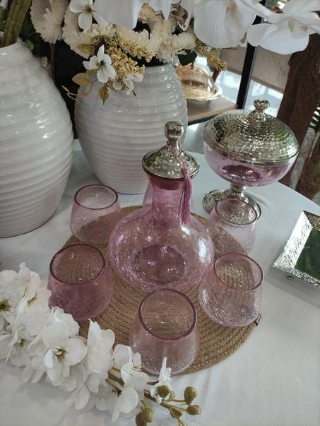 service a eau en verre souflet