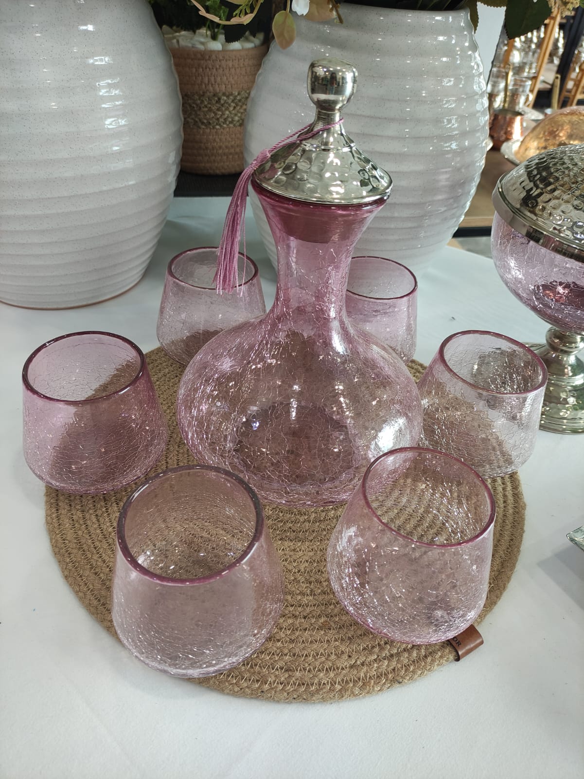 service a eau en verre souflet