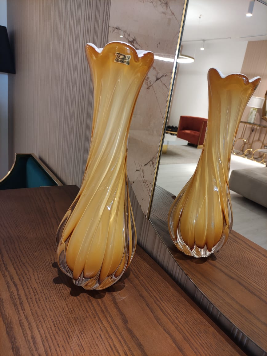 vase cristal jaune