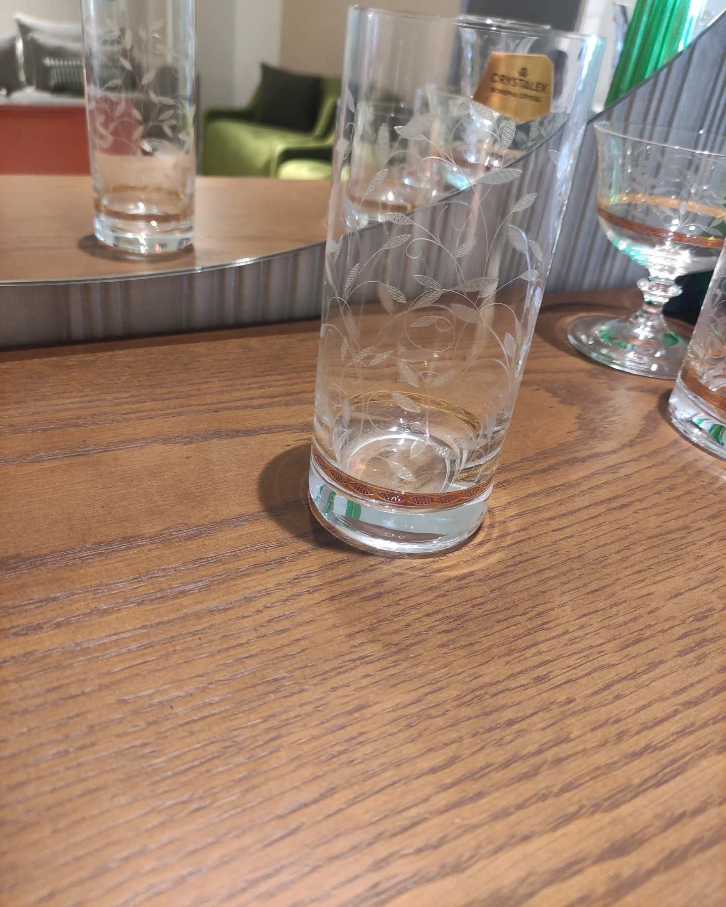 service cristal bohemia feuille dorè