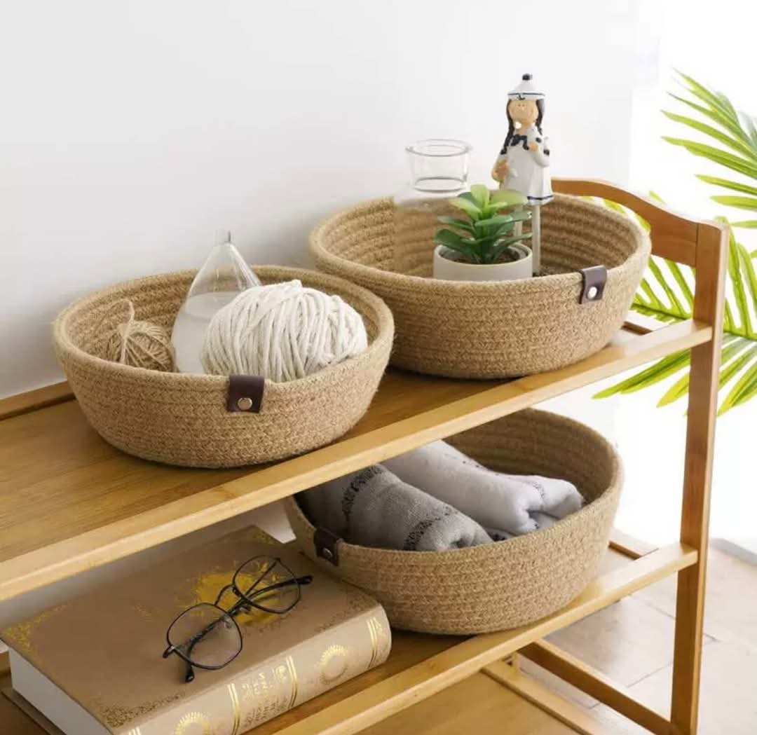 corbeille rond en jute