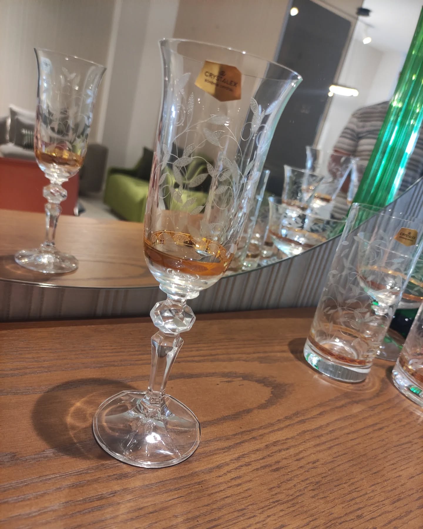 service cristal bohemia feuille dorè