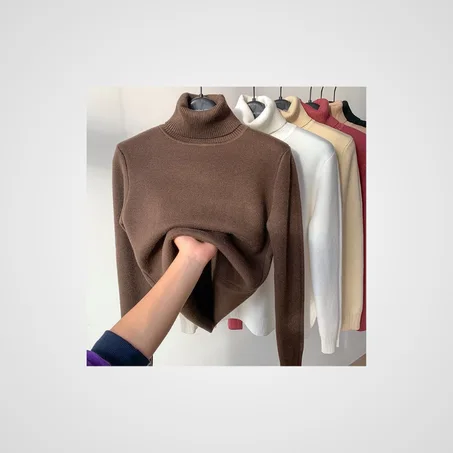 Chemise de Fond Tricotée Épaisse en Molleton d'Hiver