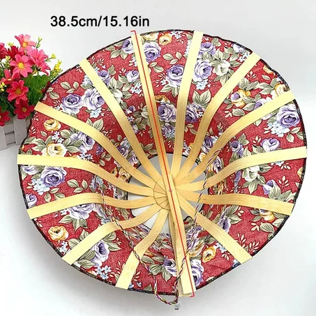 2 in 1 Portable Bamboo Flower Pattern Foldable Fan Hat