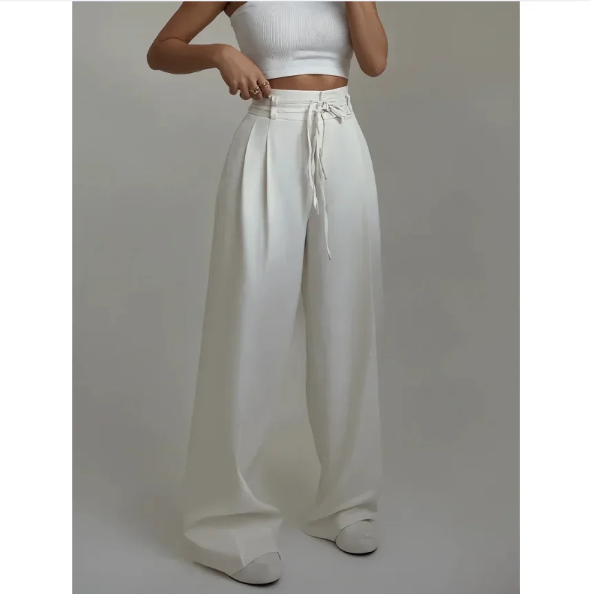 Stefania - Pantalon taille haute avec jambes larges