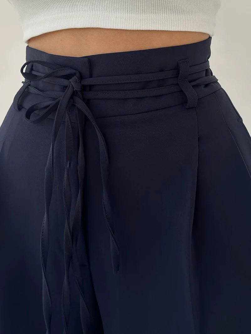 Stefania - Pantalon taille haute avec jambes larges