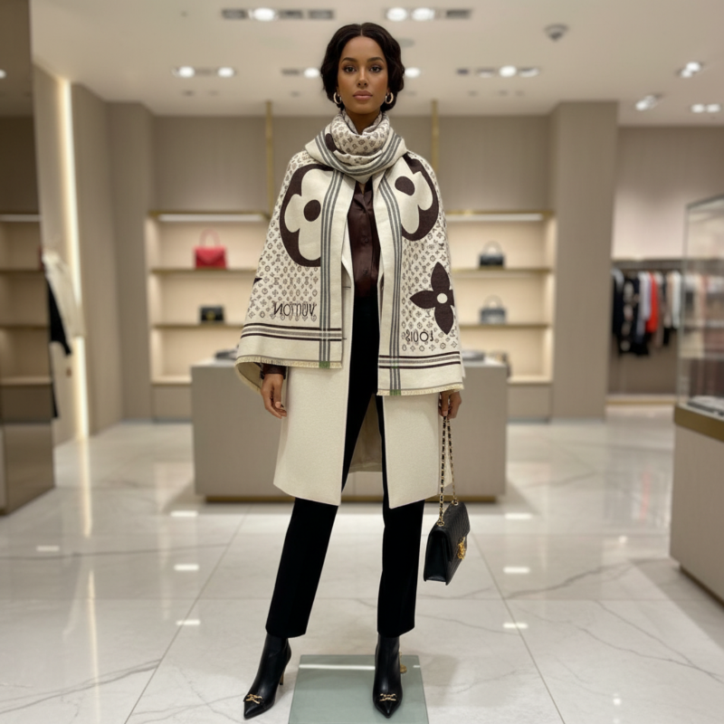 Louis Vuitton - Écharpe Prestige Monogram – Beige & Chocolat