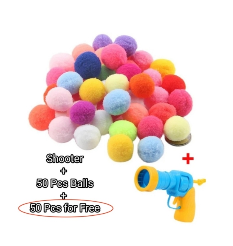 Mini shooting plush ball gun for cats and pets