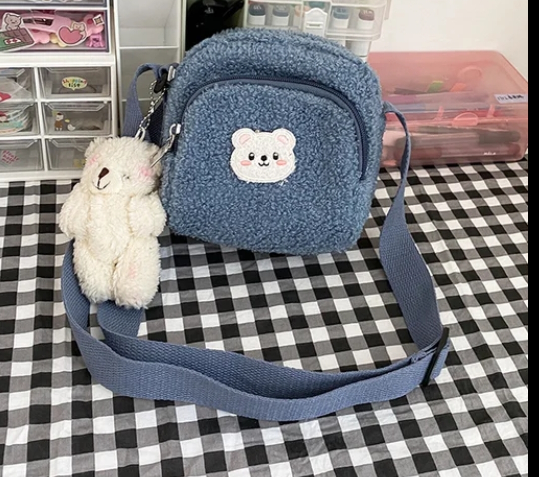 bear bag , purse , with a bear plush as a gift 🎁