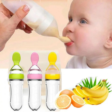 Baby Safe silicone feeding bottle , and fuit squeezing pacifier