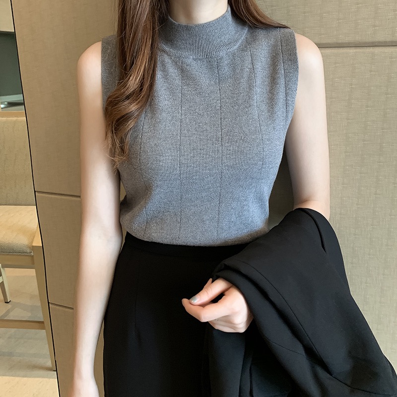 Chic spring women o-neck sleeveless tees