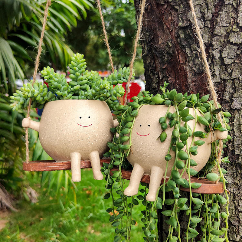 Cute plants flowers swing decoration hanging pot