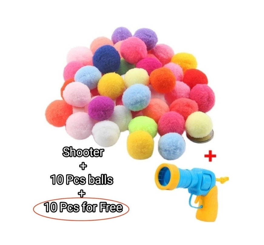 Mini shooting plush ball gun for cats and pets