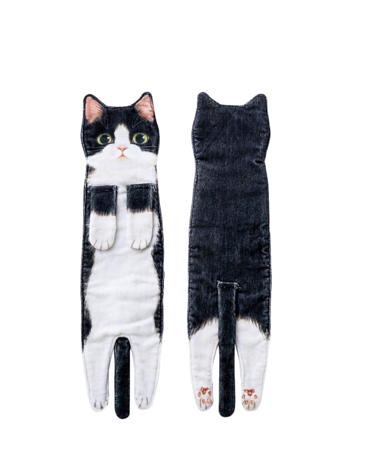 Cute Cat Shaped Hand Towels for Kitchen & Bathroom