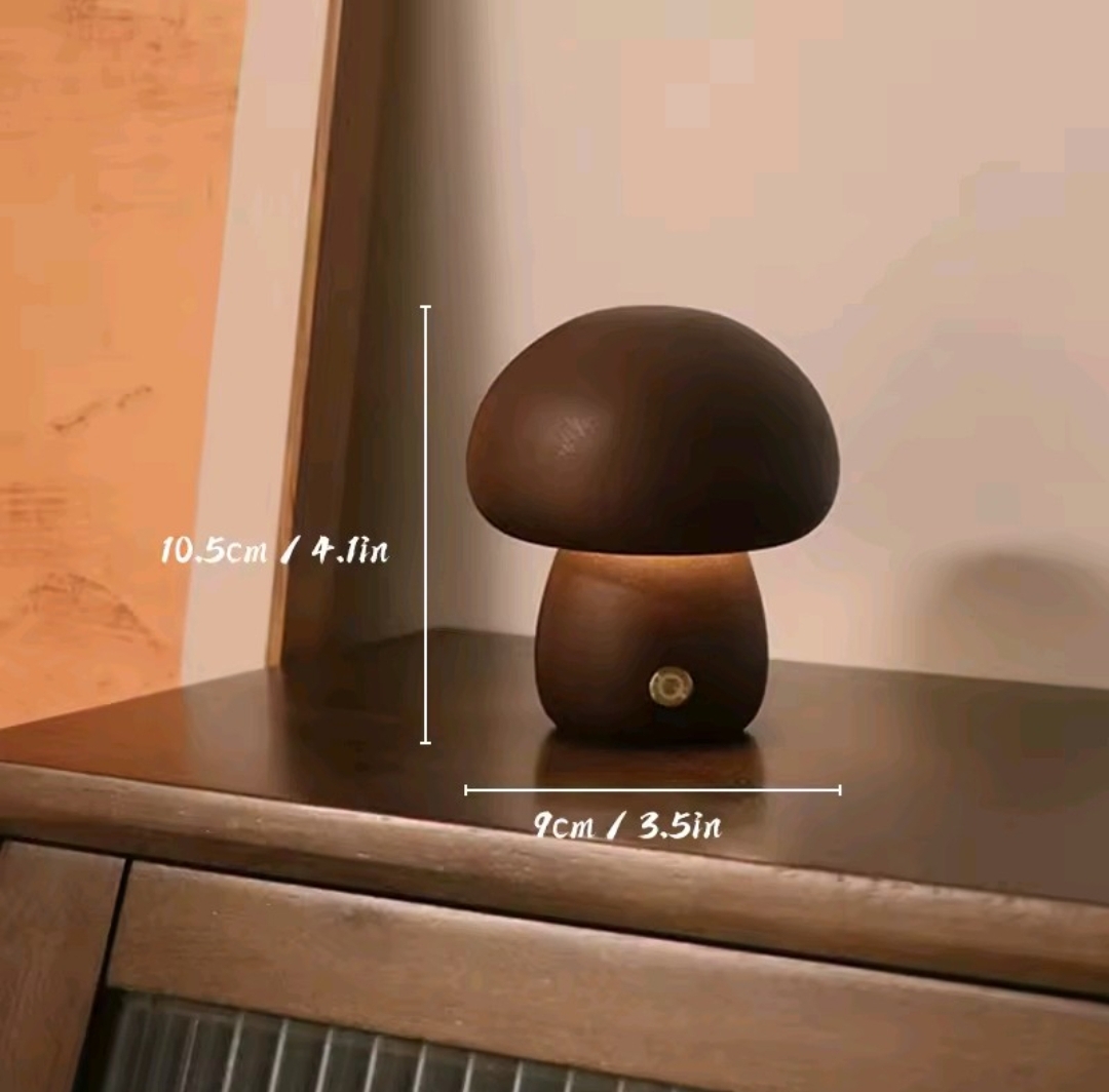 Cute wooden mushroom night light