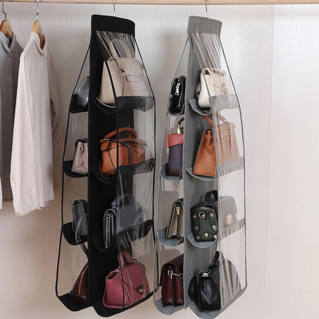 Hanging handbag organizer 6/8 pockets