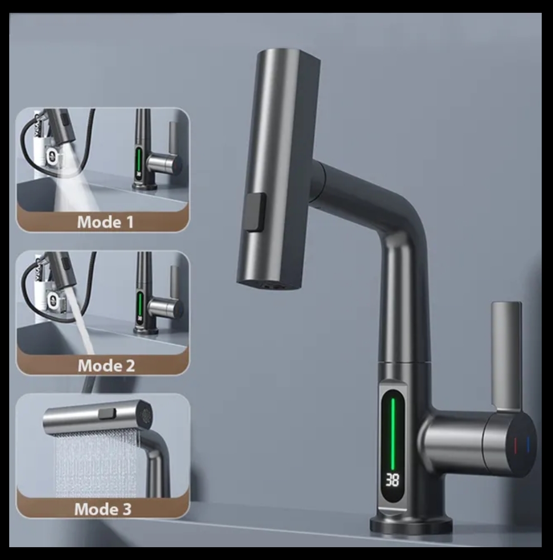 Waterfall digital 3 in 1 bathroom kitchen digital faucet