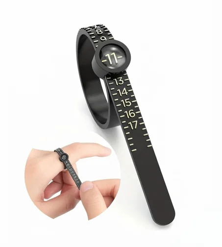 Adjustable Ring Size Measuring Tool with Magnifier
