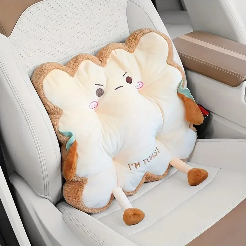 Cute toast Back Support Pillow for Home, Office & Car