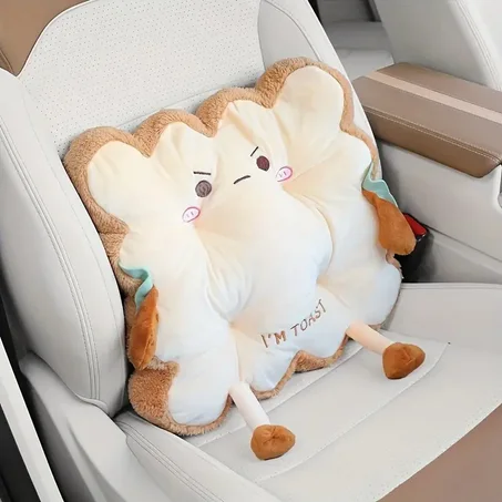 Cute toast Back Support Pillow for Home, Office & Car