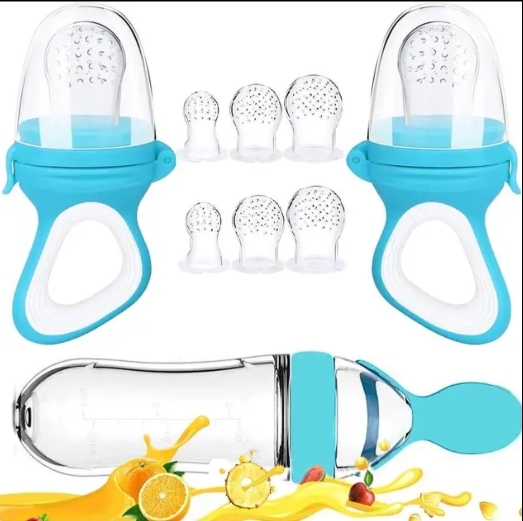 Baby Safe silicone feeding bottle , and fuit squeezing pacifier