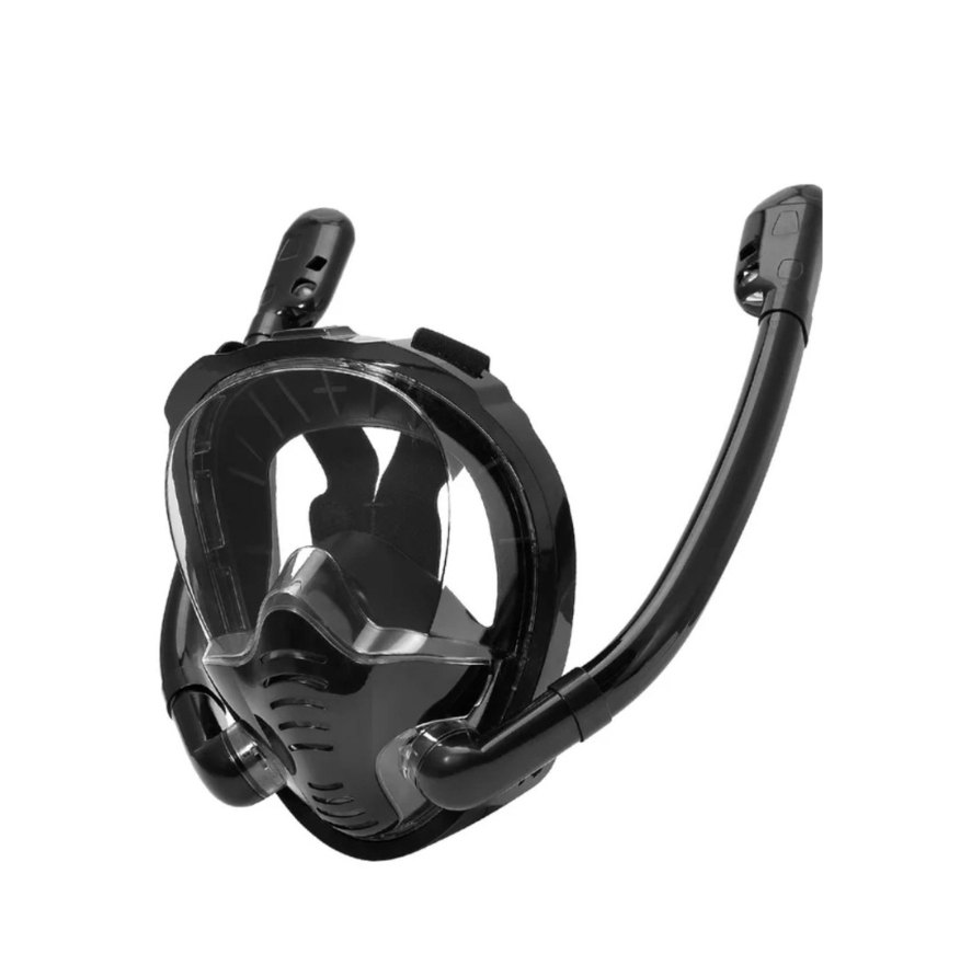 Full face diving mask with two snorkles