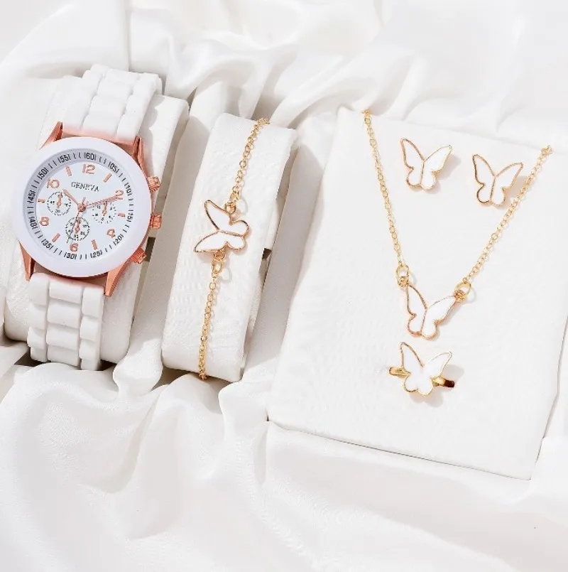 5Pcs Luxury watch necklace earrings bracelet💍