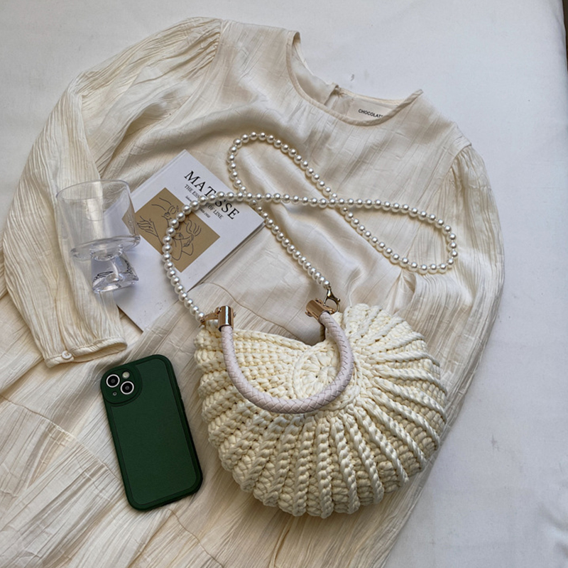 Stylish Unique Woven Bag – Pearl Accent